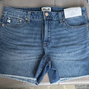 7 For All Mankind Blue Studded Denim Shorts - Size 10